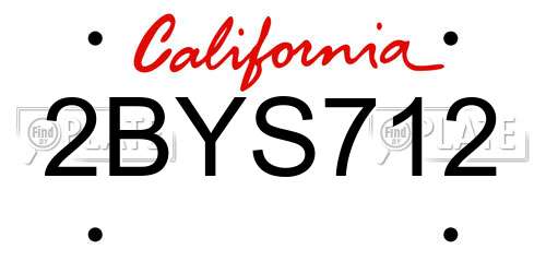 2BYS712 California License Plate