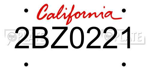 2BZ0221 California License Plate