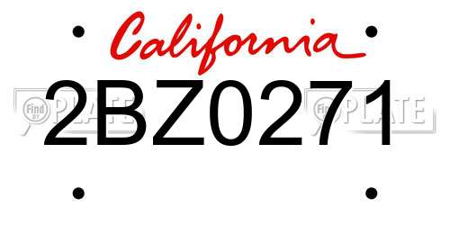 2BZ0271 California License Plate
