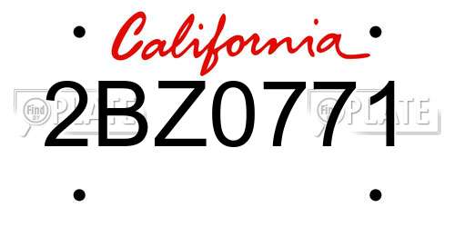 2BZ0771 California License Plate