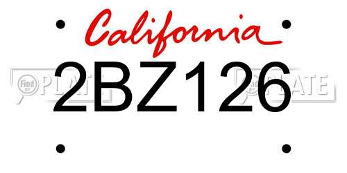 2BZ126 California License Plate