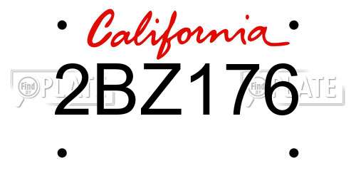 2BZ176 California License Plate