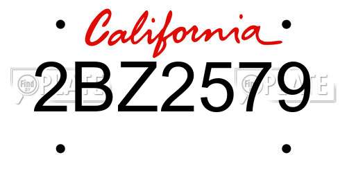 2BZ2579 California License Plate