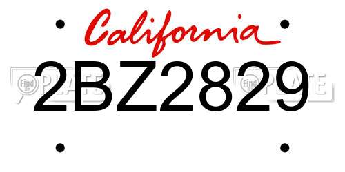 2BZ2829 California License Plate