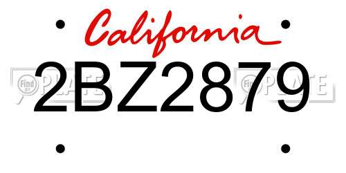 2BZ2879 California License Plate