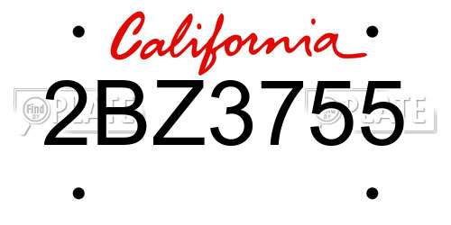 2BZ3755 California License Plate