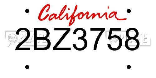 2BZ3758 California License Plate