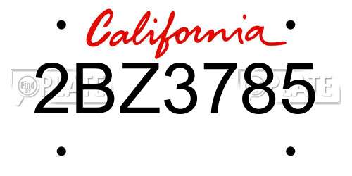 2BZ3785 California License Plate
