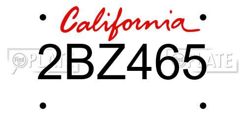 2BZ465 California License Plate