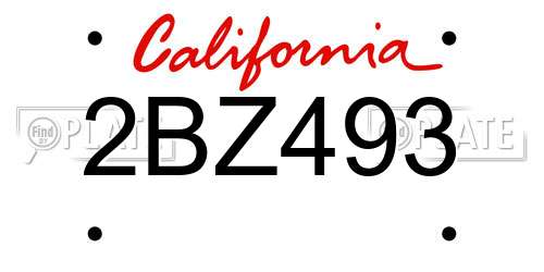 2BZ493 California License Plate