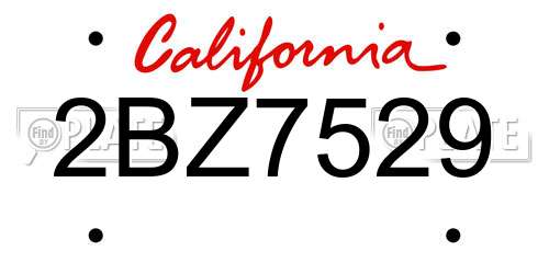 2BZ7529 California License Plate