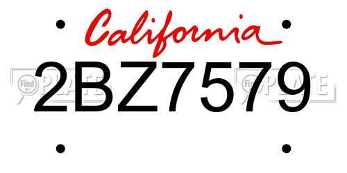 2BZ7579 California License Plate