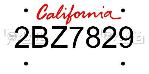 2BZ7829 California License Plate