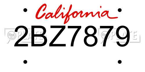 2BZ7879 California License Plate
