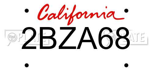 2BZA68 California License Plate