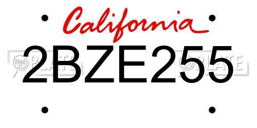 2BZE255 California License Plate