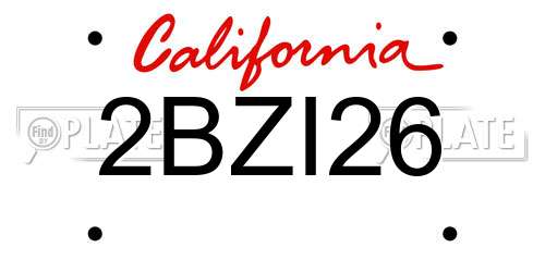 2BZI26 California License Plate