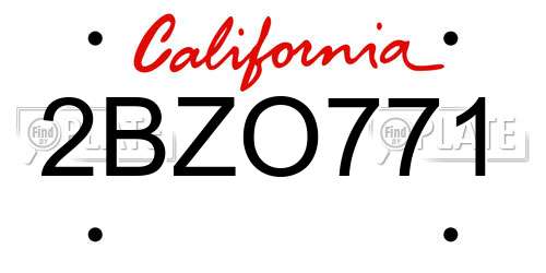 2BZO771 California License Plate