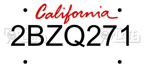 2BZQ271 California License Plate