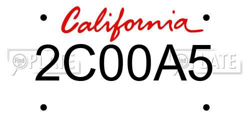2C00A5 California License Plate