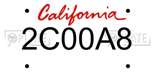 2C00A8 California License Plate