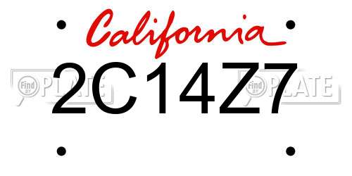 2C14Z7 California License Plate