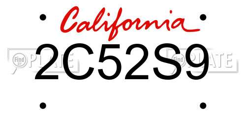 2C52S9 California License Plate