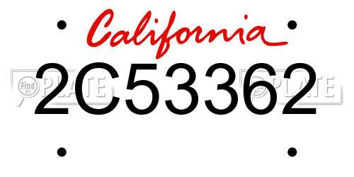 2C53362 California License Plate