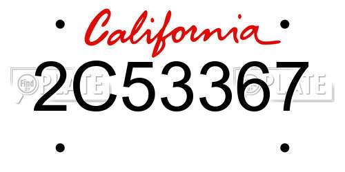 2C53367 California License Plate