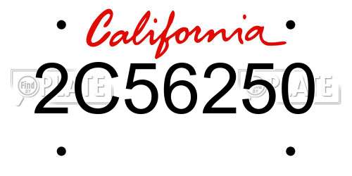 2C56250 California License Plate