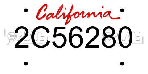 2C56280 California License Plate