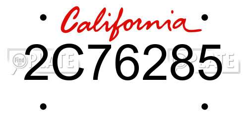 2C76285 California License Plate