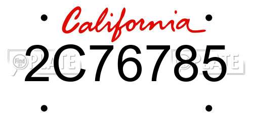 2C76785 California License Plate