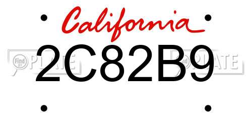 2C82B9 California License Plate