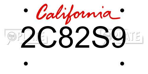 2C82S9 California License Plate