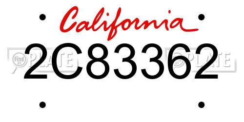 2C83362 California License Plate