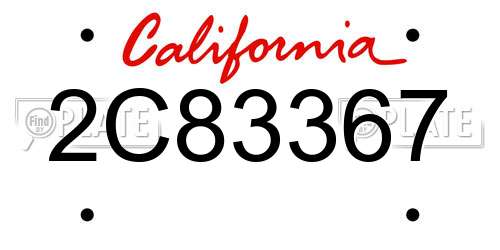 2C83367 California License Plate