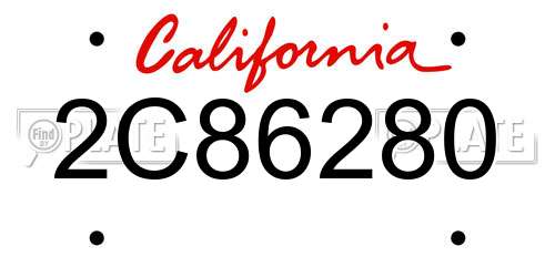 2C86280 California License Plate