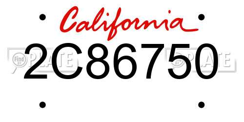 2C86750 California License Plate
