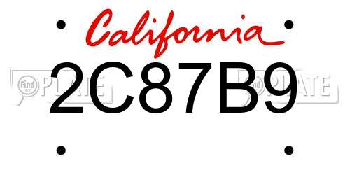 2C87B9 California License Plate
