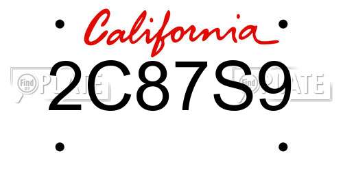 2C87S9 California License Plate