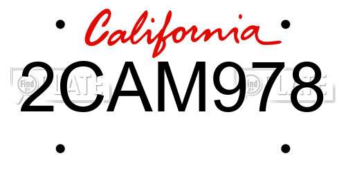 2CAM978 California License Plate