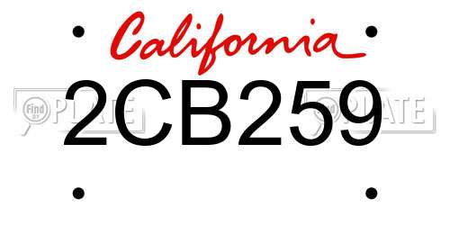 2CB259 California License Plate