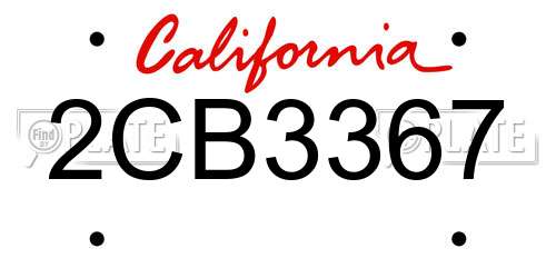 2CB3367 California License Plate