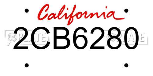2CB6280 California License Plate
