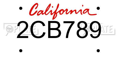 2CB789 California License Plate
