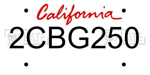 2CBG250 California License Plate