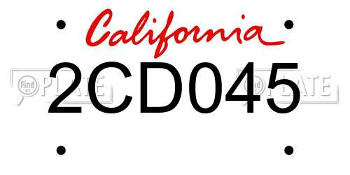 2CD045 California License Plate