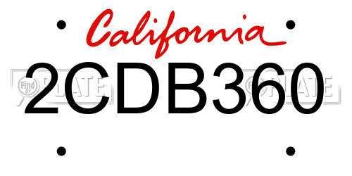 2CDB360 California License Plate