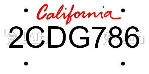 2CDG786 California License Plate